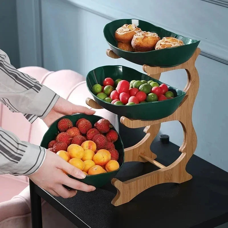 Plato de frutas de 2/3 capas para sala de estar, plato de plástico para aperitivos, cesta de frutas secas moderna y creativa, plato de dulces, soporte para pasteles, ensaladera.