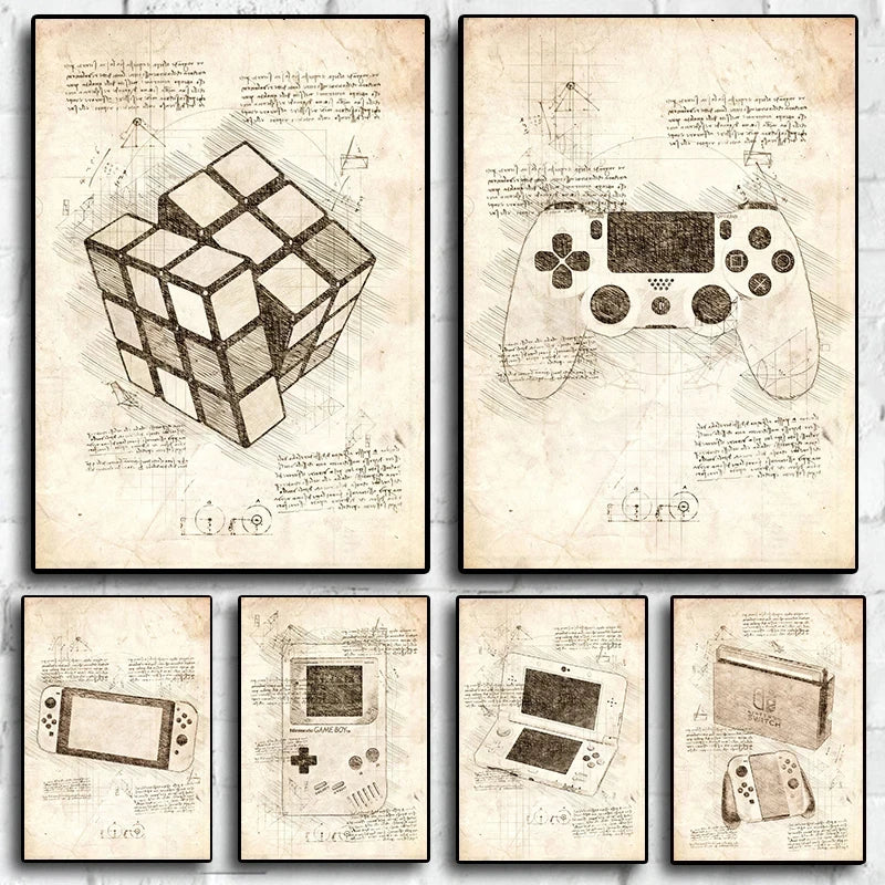 Póster de juego de realidad virtual con diseño vintage pop, cuadros, lienzos, decoración para sala de jugadores y hogar.