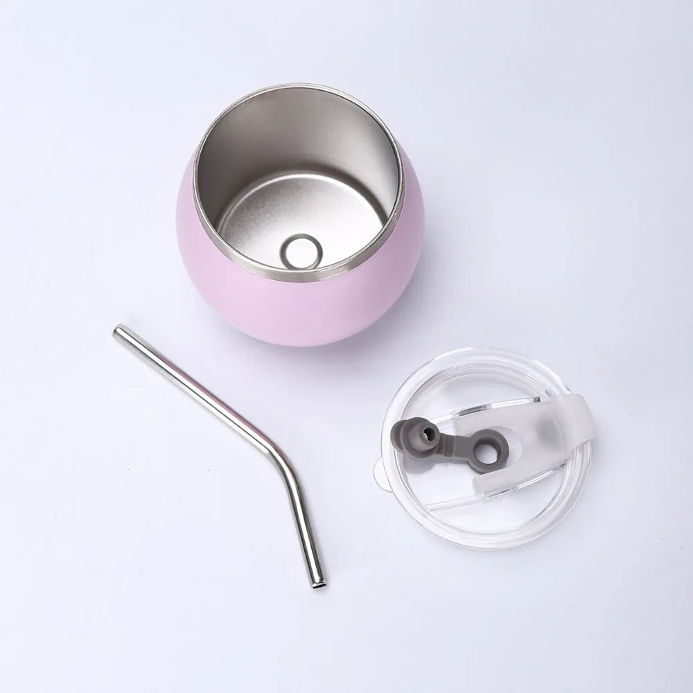 Mate argentino de doble pared de 148 ml (5 oz) de acero inoxidable con aislamiento térmico, pajita y tapa. Ideal para exteriores.