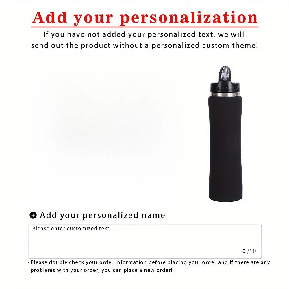 Botella de agua personalizada de acero inoxidable con aislamiento térmico y pajita - Botella grabada para fitness/ciclismo, regalo perfecto para hombres y mujeres.