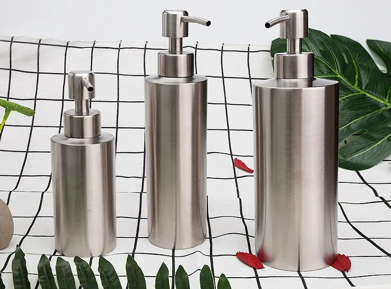 Dispensador de jabón líquido, botella para gel, acero inoxidable 304, plata, oro rosa, bomba para loción, jabón de manos, dispensador para cocina y baño.