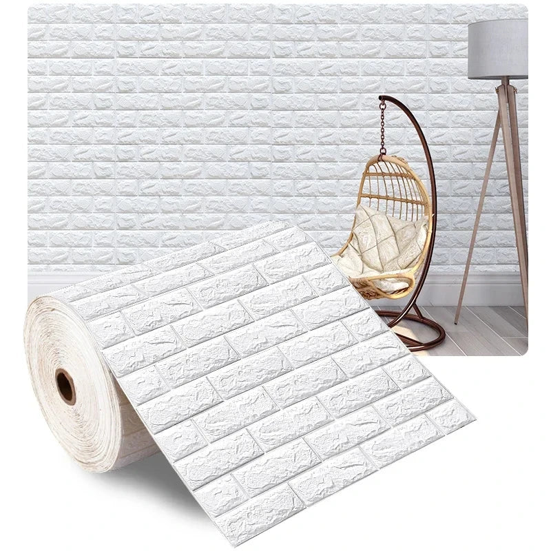 Papel pintado autoadhesivo 3D de 70 cm x 1/5/10 m, continuo, impermeable, con diseño de ladrillo. Ideal para sala de estar, dormitorio, habitación infantil y decoración del hogar.