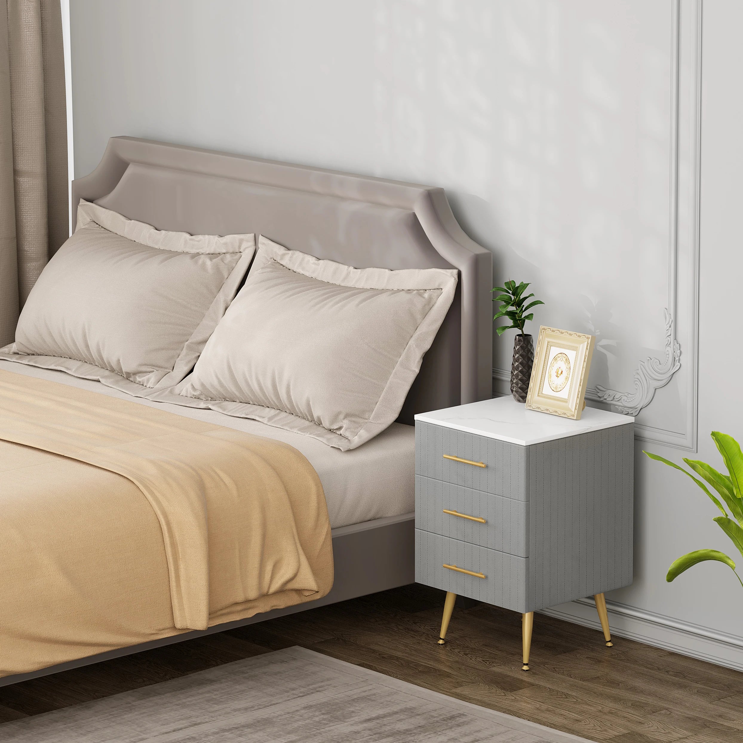 Mesita de noche WOLTU con 3 cajones, cómoda, aparador, mesa de centro para dormitorio y hogar.