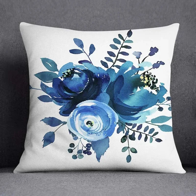 Funda de cojín de 45x45 cm con estampado geométrico, poliéster, azul grisáceo, funda de almohada para sofá, cojín decorativo, funda de almohada para el hogar