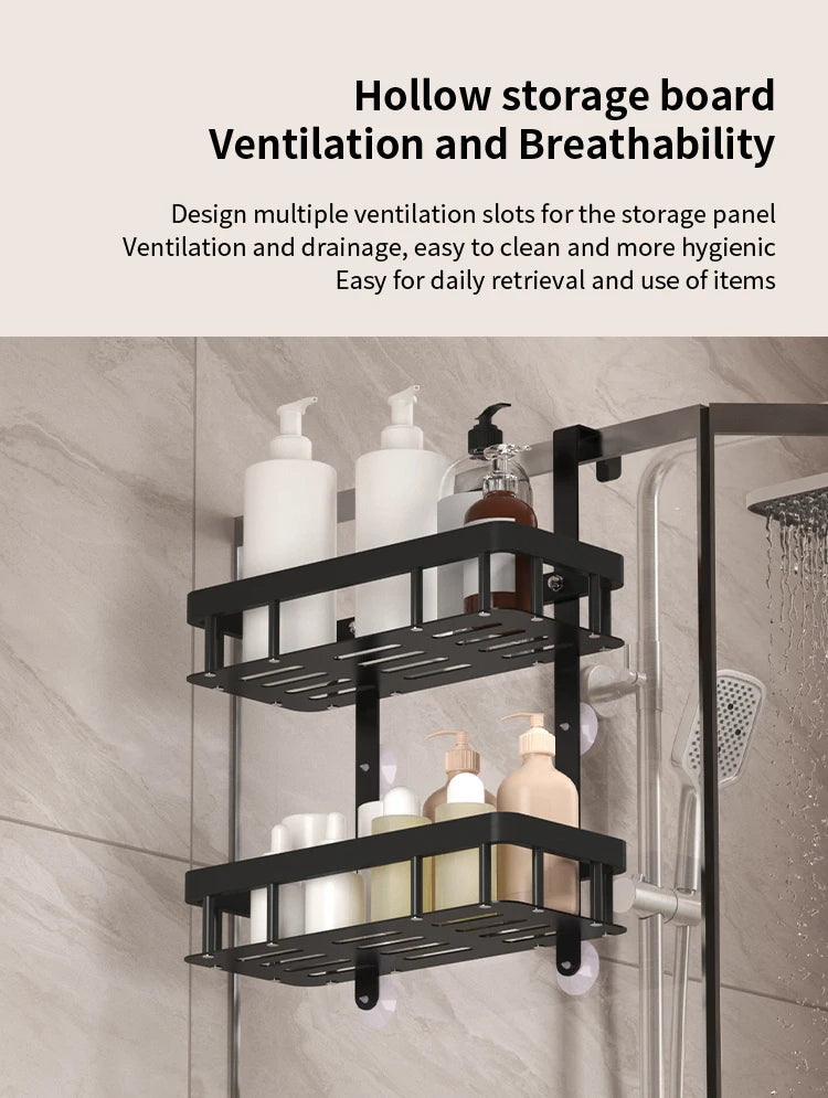 Estante de almacenamiento de tres niveles para pared de baño, estante para puerta, estante para gel de ducha, estante de almacenamiento para artículos de baño