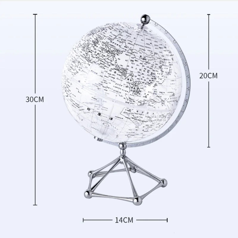 Globo terráqueo con luz LED intermitente, lámpara de globo terráqueo transparente, globo terráqueo giratorio, decoración para tiendas, decoración para habitaciones infantiles, regalos