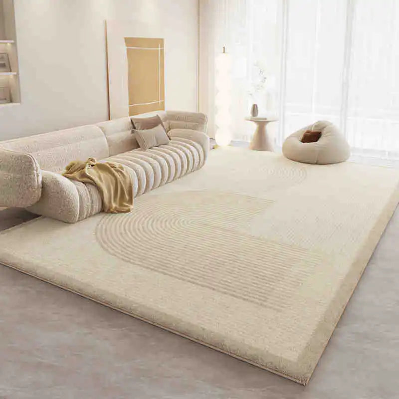 Alfombra de felpa suave, gruesa y antideslizante de color crema para sala de estar, dormitorio, hogar, sofá, mesa de centro. Alfombra antifrío.