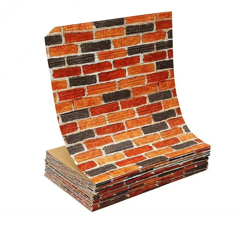 Papel pintado autoadhesivo 3D de 70 cm x 1/5/10 m, continuo, impermeable, con diseño de ladrillo. Ideal para sala de estar, dormitorio, habitación infantil y decoración del hogar.