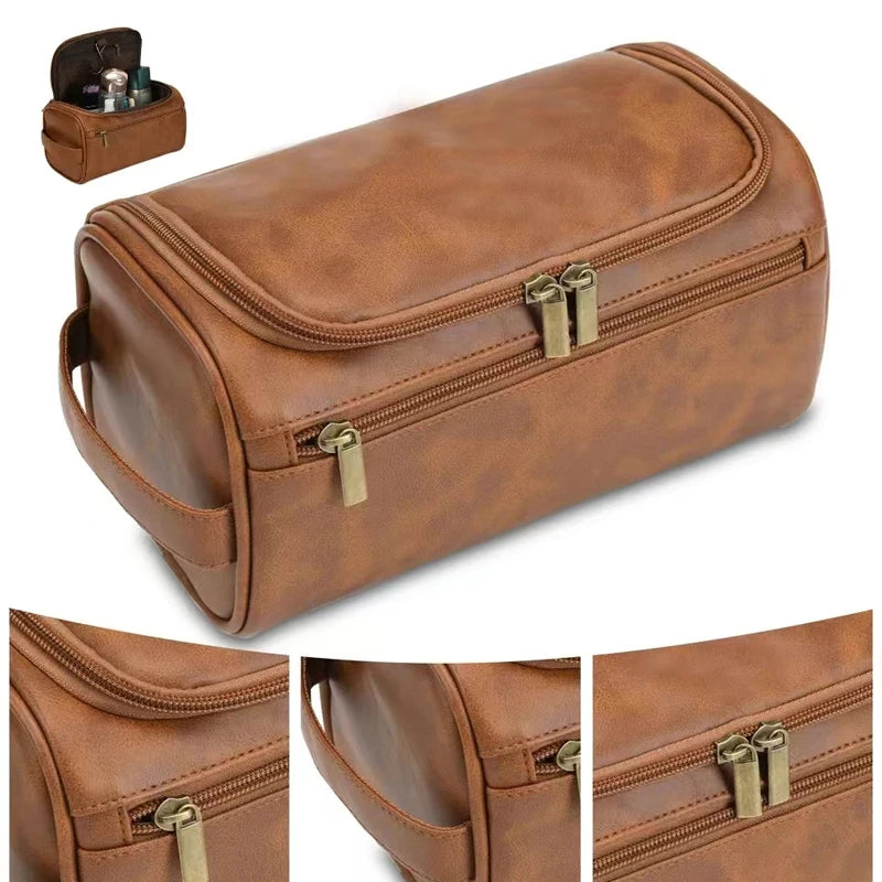 Neceser de cuero para hombre y mujer, neceser colgante para hombre, neceser de viaje, neceser grande para cosméticos.