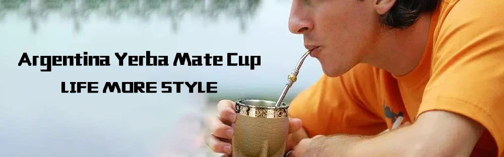 Juego de mate tradicional de 180 ml con taza de yerba mate de 180 ml, hecha a mano en cuero de primera calidad, estilo argentino-uruguayo, con bombilla.