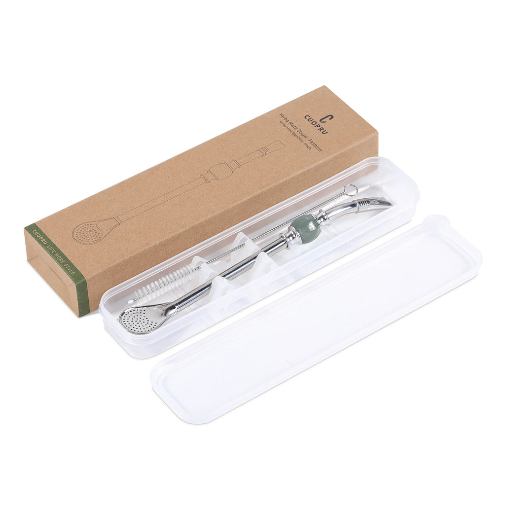Juego de bombillas de acero inoxidable para té de yerba mate, pajitas reutilizables con filtro y cuchara, accesorio para bebidas de bar.