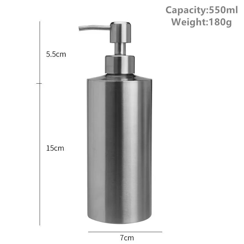 Dispensador de jabón líquido, botella para gel, acero inoxidable 304, plata, oro rosa, bomba para loción, jabón de manos, dispensador para cocina y baño.