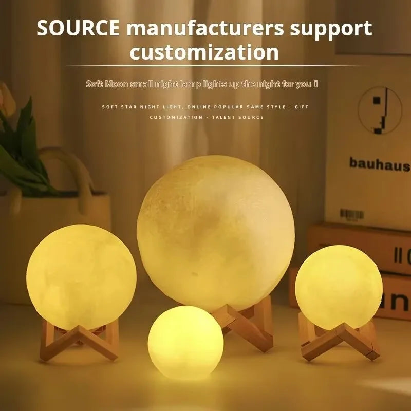 Lámpara de luna inalámbrica de 12 cm con 7 colores cambiantes, lámpara de mesa romántica con botón y funcionamiento a pilas, iluminación para interiores.
