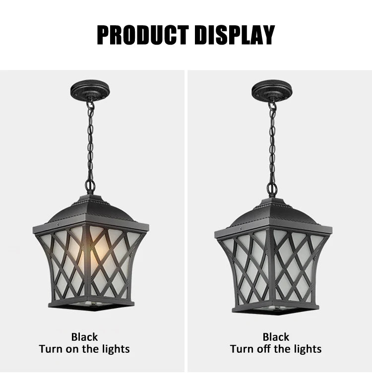 Lámpara colgante impermeable LED Retro europea, candelabro de pueblo para exteriores, luces para pasillos y balcón, luminaria colgante