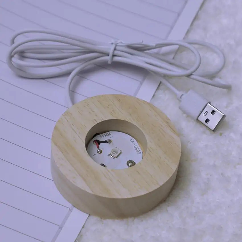 1 Pc Bola de Cristal de 6 cm Lámpara Nocturna Planeta Grabado con Láser Regalo de Cumpleaños Esfera de Vidrio Decoración de Escritorio para el Hogar con Base de Madera y USB