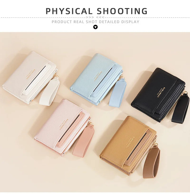 Nueva cartera para mujer con cremallera corta, elegante y de alta gama, con múltiples ranuras para tarjetas, tarjetero japonés y coreano para mujer.