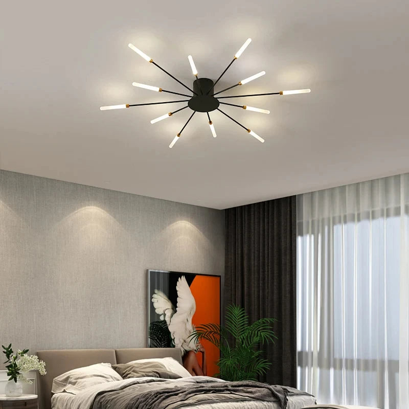 Lámpara de techo LED con forma de flor de diseño nórdico para comedor y sala de estar, iluminación Sputnik para decoración del hogar, cocina, dormitorio infantil, lámpara de araña
