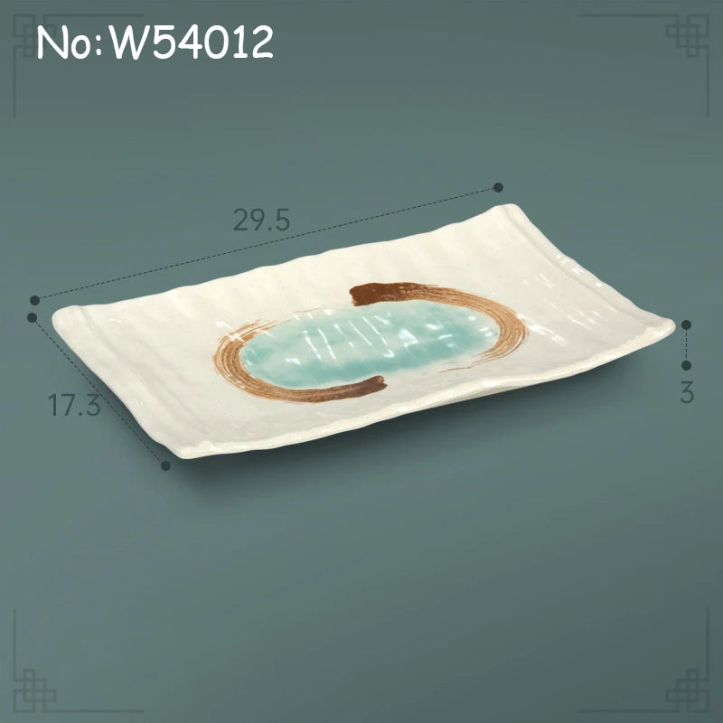 Juego de platos planos de melamina, bandeja comercial para comida rápida, plato plano para sushi y filete de restaurante, estilo palacio, vajilla irrompible