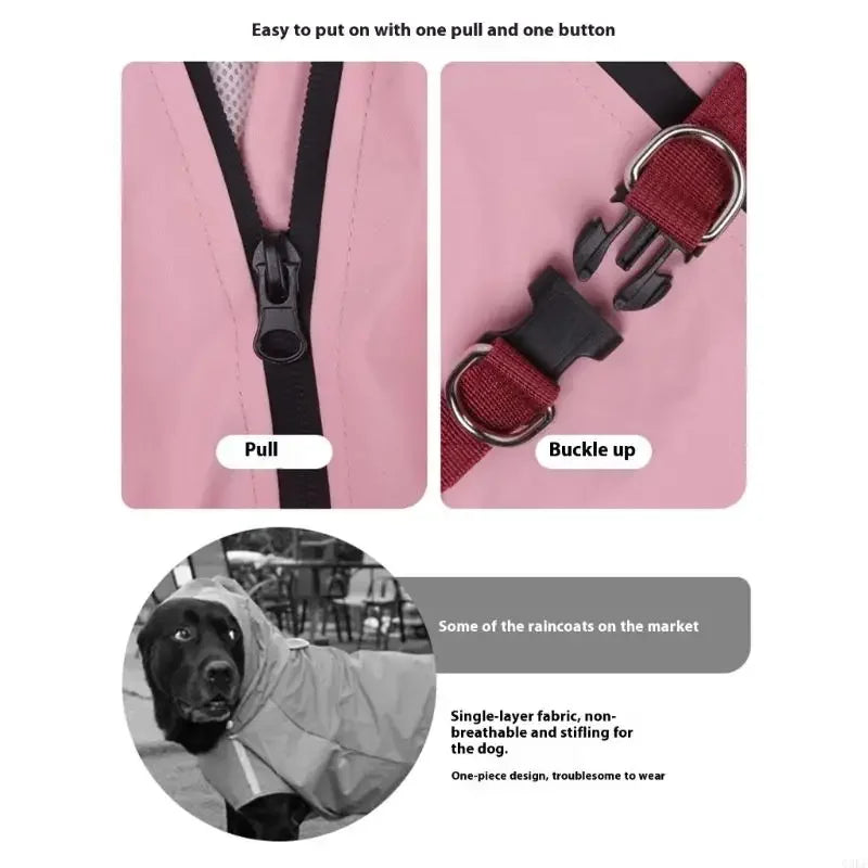 Impermeable para perros con capucha desmontable y puños elásticos para perros pequeños y grandes, ideal para actividades al aire libre y paseos.