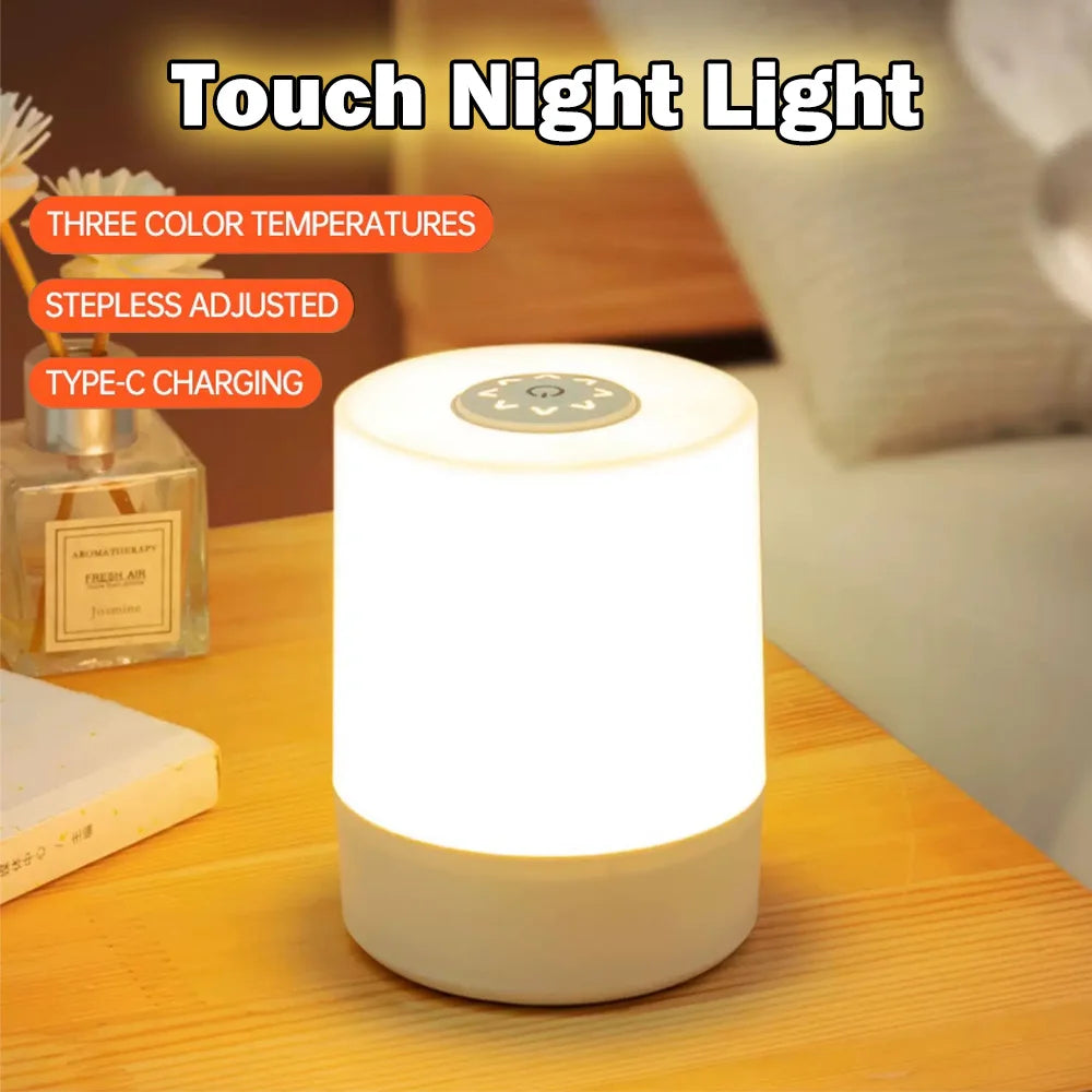 Lámparas de noche LED para mesita de noche, 3 colores, regulables, recargables, para escritorio, iluminación decorativa para dormitorio, lámparas de mesa táctiles para lectura.