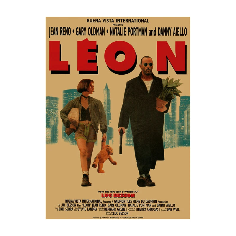 Pósteres de películas clásicas vintage, láminas decorativas retro para el hogar, arte de pared para sala de cine Leon, pintura nostálgica sobre lienzo