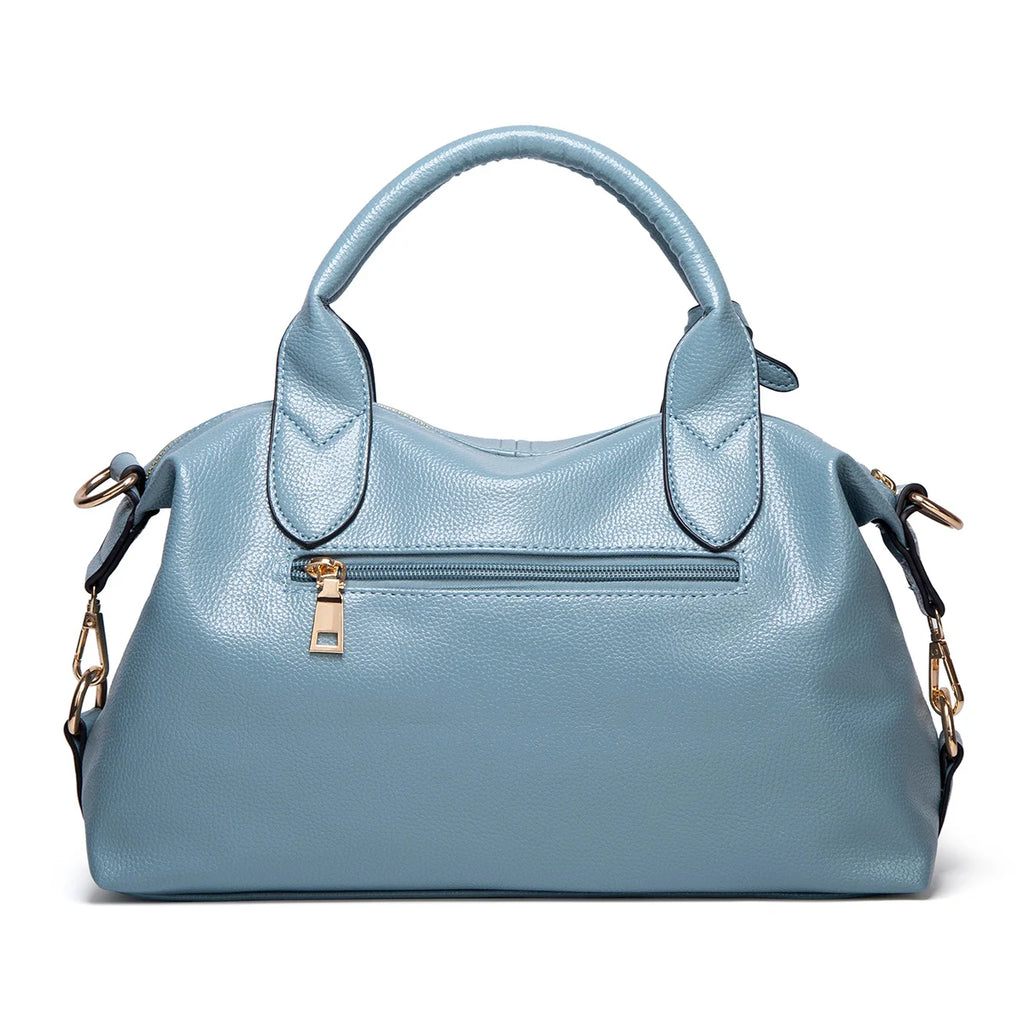 Bolso de mano elegante y moderno , de piel encerada al aceite, práctico bolso cruzado Boston de piel sintética de color liso, correa de hombro desmontable, diseño de doble asa, ajustable