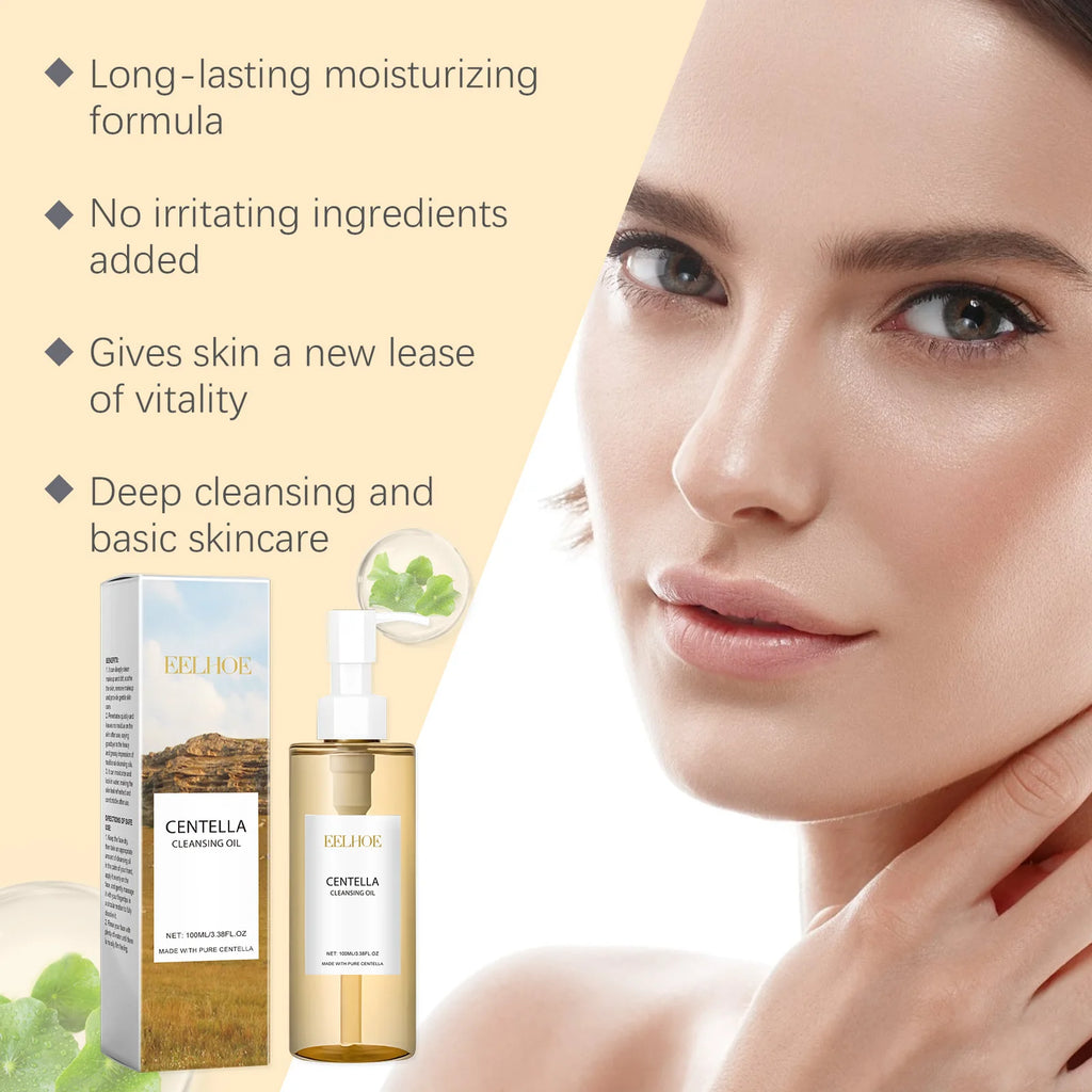 Aceite limpiador de centella, desmaquillante, limpieza facial suave, hidratante, con vitamina E, control de grasa, minimiza los poros. Productos para el cuidado de la piel.