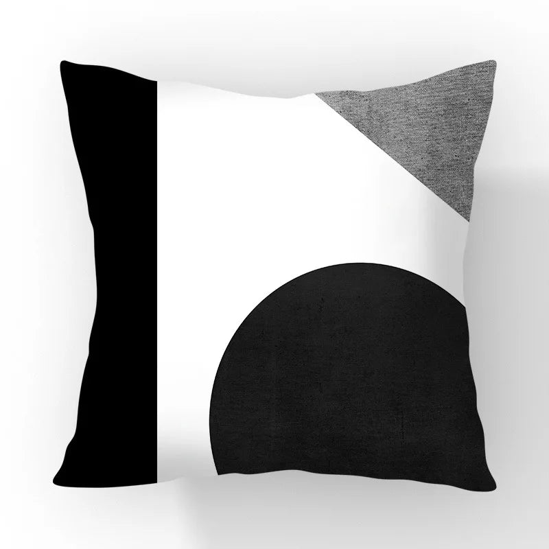Funda de cojín geométrica en blanco y negro VIKAMA, funda de cojín moderna y minimalista para sofá de salón, funda de almohada para coche, decoración del hogar