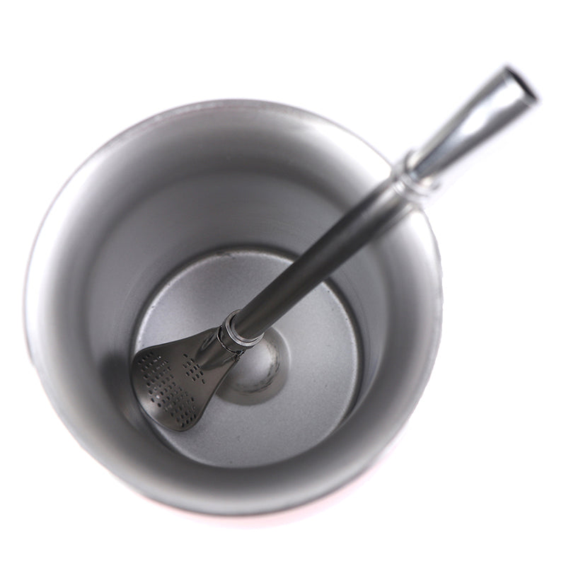Mate de acero inoxidable 304 de 8 oz, calabaza para mate argentina con bombillas.