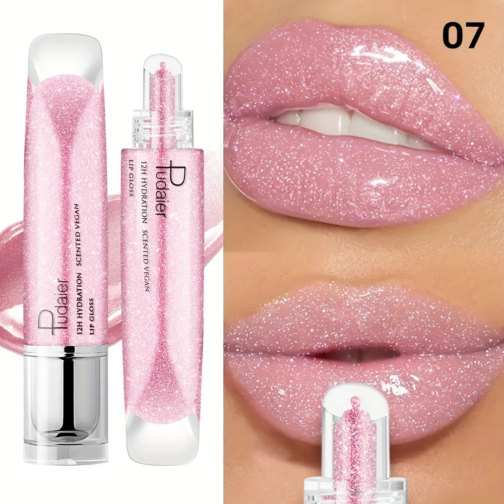 Brillo labial resistente al agua, brillante, de larga duración, hidratante, pasta no pegajosa, fácil de aplicar y llevar, maquillaje de labios glamuroso.