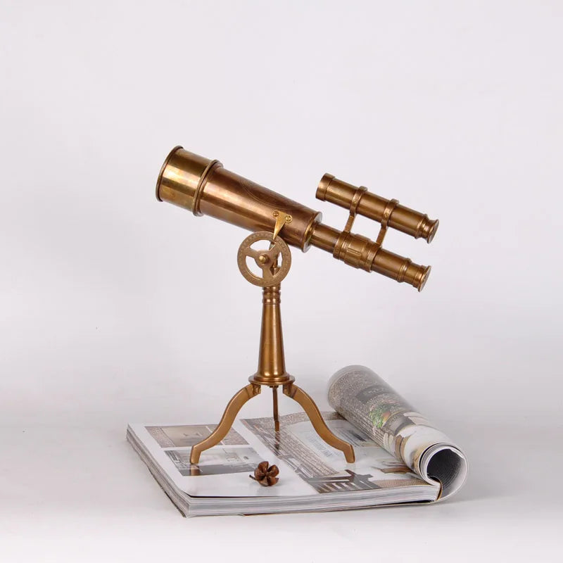 Telescopio de cobre puro, decoración de estilo europeo, americano y francés, decoración clásica suave para villas, oficinas y salas de exposición.