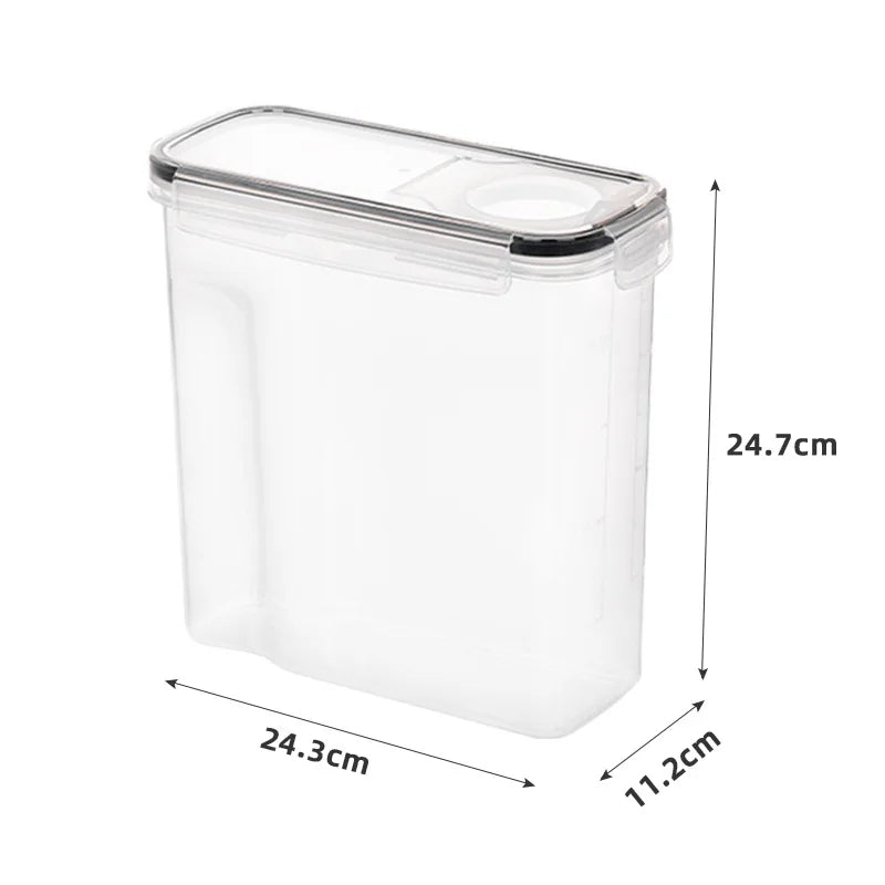 Caja de almacenamiento de alimentos sellada de 4 litros, de plástico transparente, sellada, a prueba de humedad y fugas, cubo organizador de cocina con estante