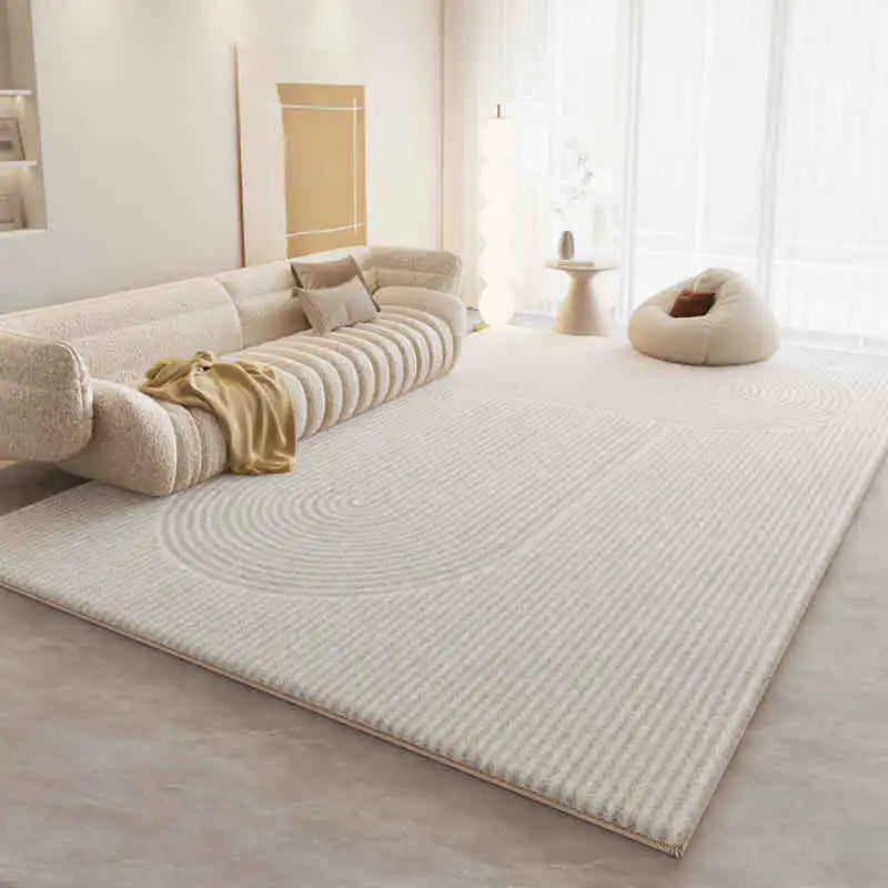 Alfombra de felpa suave, gruesa y antideslizante de color crema para sala de estar, dormitorio, hogar, sofá, mesa de centro. Alfombra antifrío.