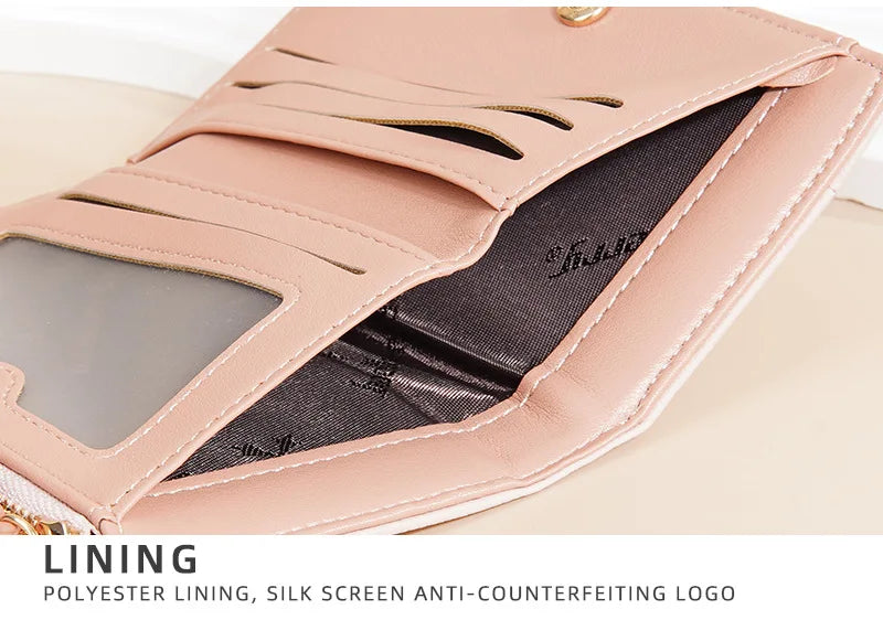 Nueva cartera para mujer con cremallera corta, elegante y de alta gama, con múltiples ranuras para tarjetas, tarjetero japonés y coreano para mujer.