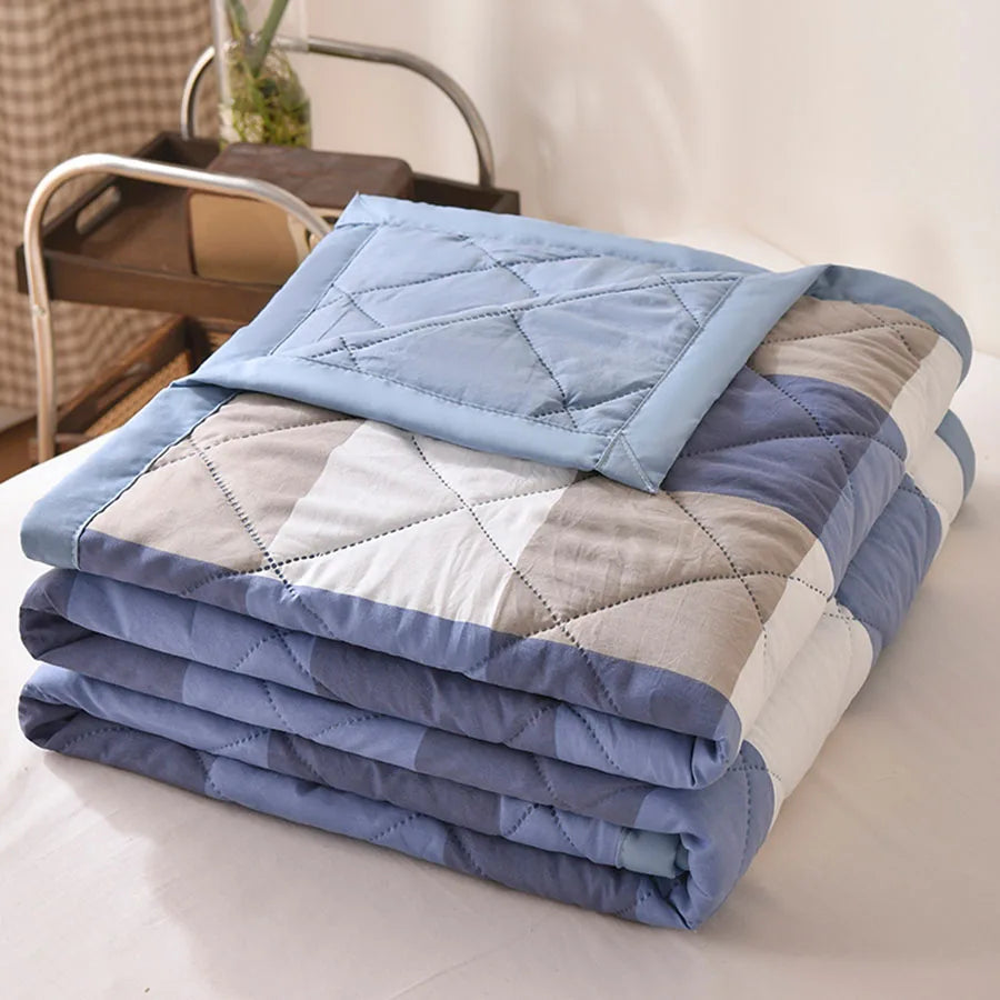 Edredón delgado de verano, suave, para aire acondicionado, para las cuatro estaciones, lavable a máquina, manta individual o doble, edredón acolchado ultrasónico