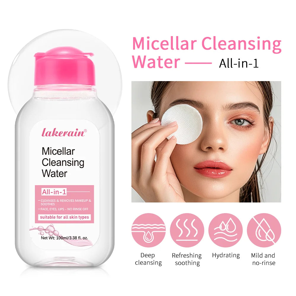 Agua micelar Garnier de 100 ml, limpiador facial hidratante, desmaquillante profundo, agua limpiadora, refrescante, hidratante, limpiadora de la piel.