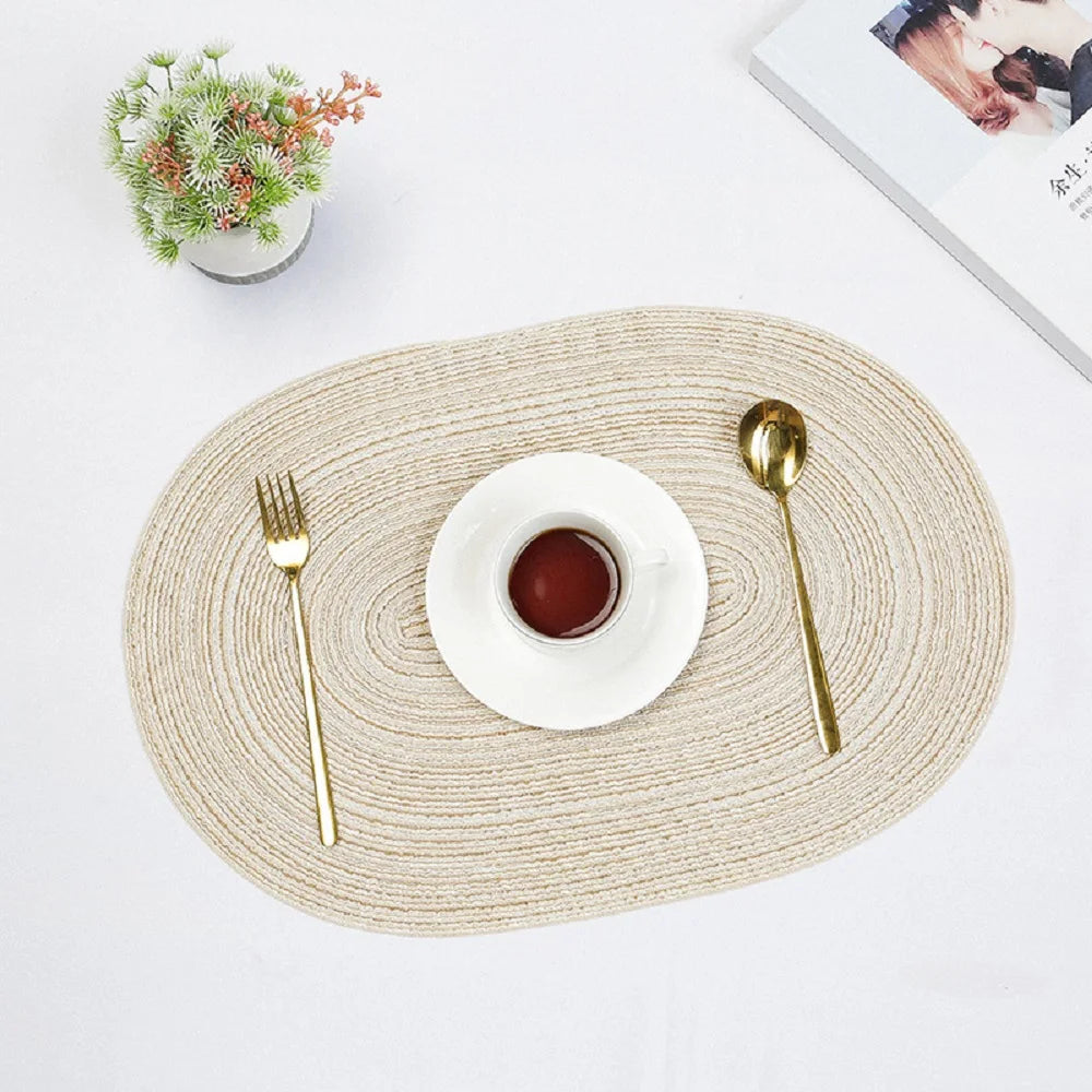 1/4/6/10PCS Salvamanteles ovalados trenzados para mesas de comedor, juego de manteles individuales extragrandes de tejido natural
