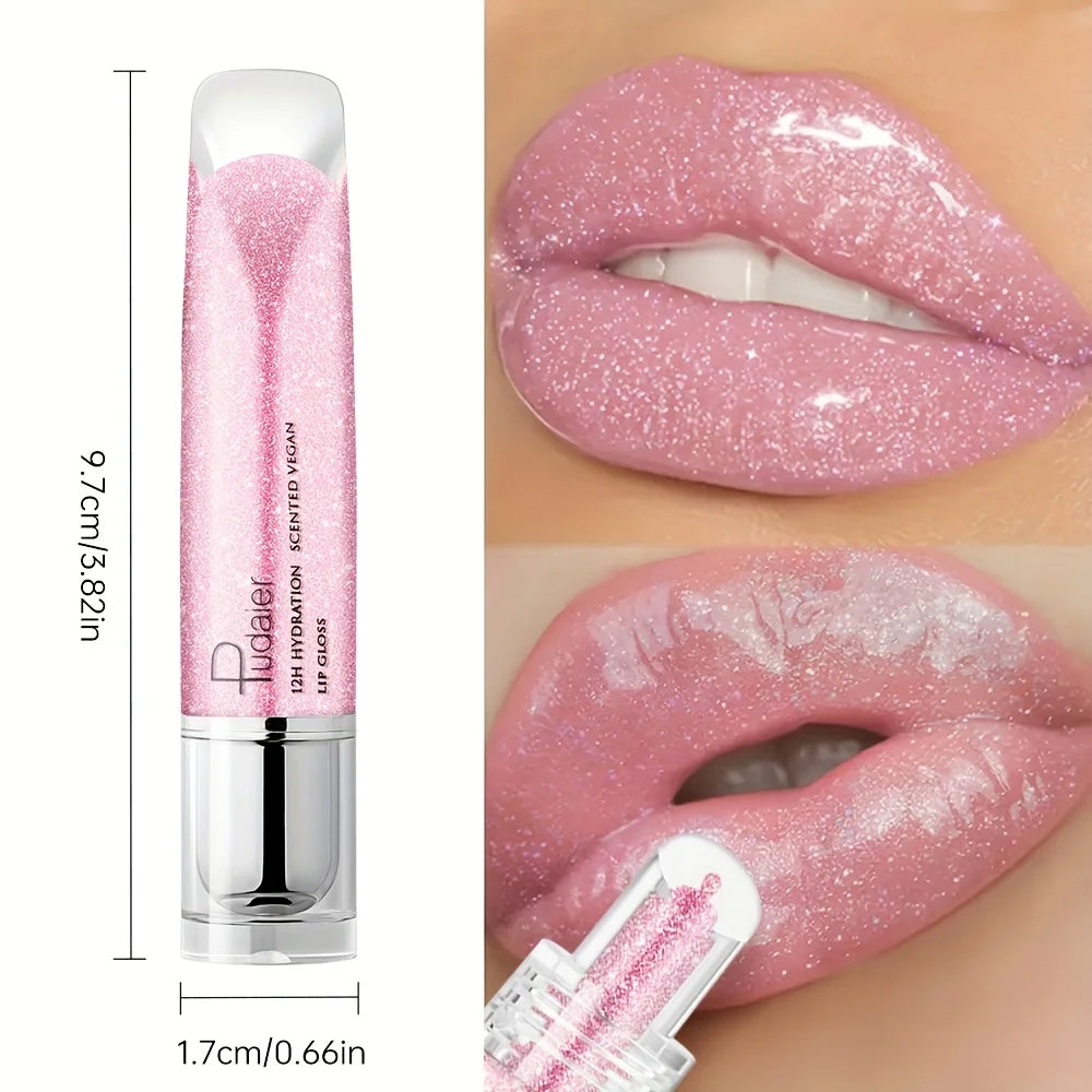 Brillo labial resistente al agua, brillante, de larga duración, hidratante, pasta no pegajosa, fácil de aplicar y llevar, maquillaje de labios glamuroso.