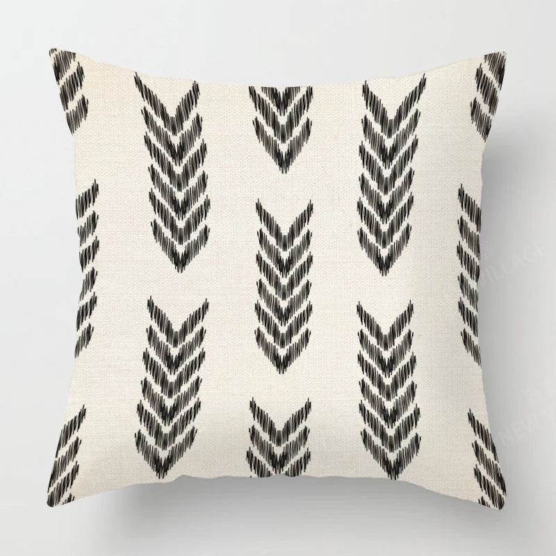 Funda de almohada de lino con estampado geométrico en blanco y negro para sofá o sofá. Decoración para el hogar. Se puede personalizar para ti. Tamaños disponibles: 40x40, 45x45, 50x50 y 60x60.