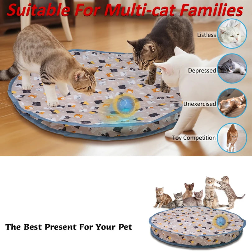 Juego de fundas para pelotas interactivas para gatos, rodadura rápida en bolsa, juguete para gatitos de escondite, juguete interactivo para gatos activado por movimiento, para interiores