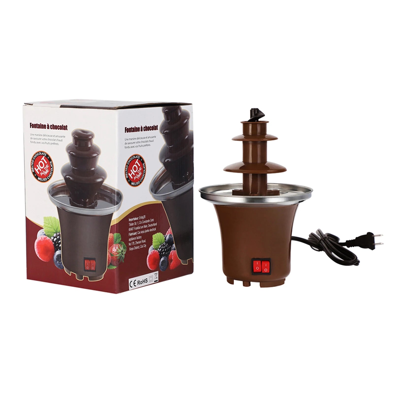 Fuente de chocolate doméstica de tres niveles, fondue de chocolate fundido, máquina de lava de chocolate para derretir chocolate, torre de chocolate,