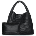 Bolso tote tejido para mujer, bolso de mano grande tejido, bolso de hombro de cuero suave, bolso de compras para el trabajo, bolso tote de playa de verano con monedero