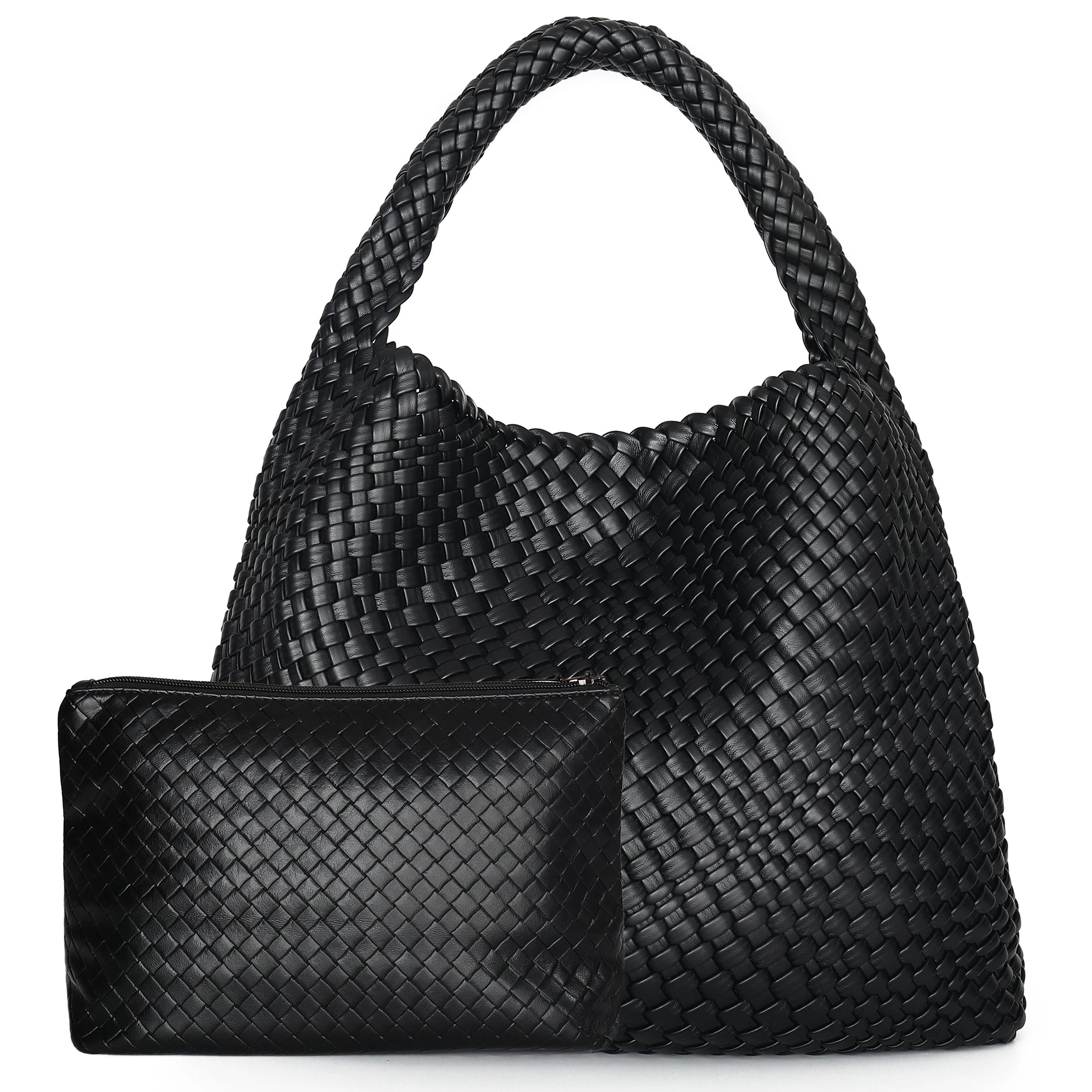 Bolso tote tejido para mujer, bolso de mano grande tejido, bolso de hombro de cuero suave, bolso de compras para el trabajo, bolso tote de playa de verano con monedero