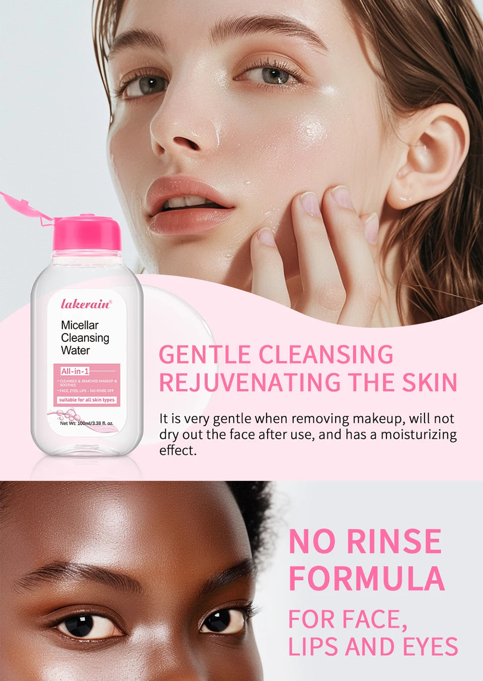Agua micelar Garnier de 100 ml, limpiador facial hidratante, desmaquillante profundo, agua limpiadora, refrescante, hidratante, limpiadora de la piel.