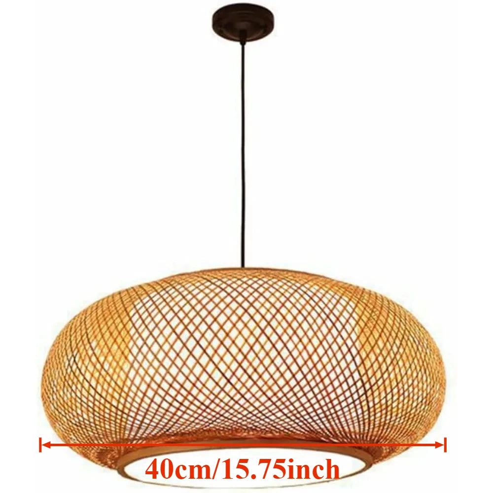 Lámparas colgantes antiguas de bambú tejido, 40/50 cm, lámpara de techo colgante de bambú tejida a mano, estilo chino, casquillo E27.