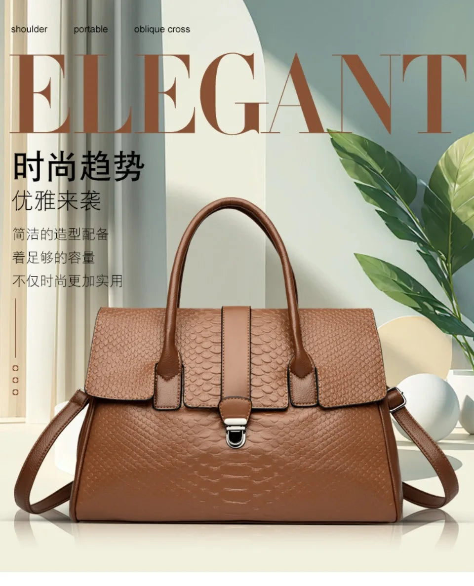 Bolso grande de alta calidad con estampado de serpiente, bolsos de piel, bolso de hombro para mujer, bolso de compras para mujer, bolso de mano informal de moda, bolso de mano Sac