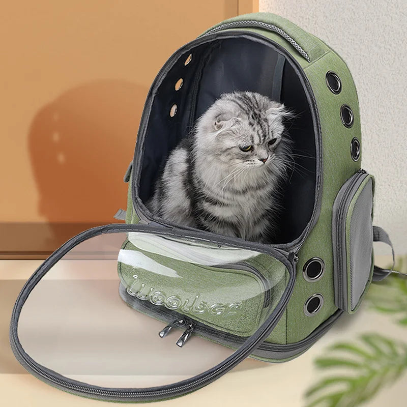 Bolsa transportadora transparente para gatos, mochila de viaje para exteriores para gatos y perros pequeños, bolsa de transporte transpirable para gatos, suministros para mascotas