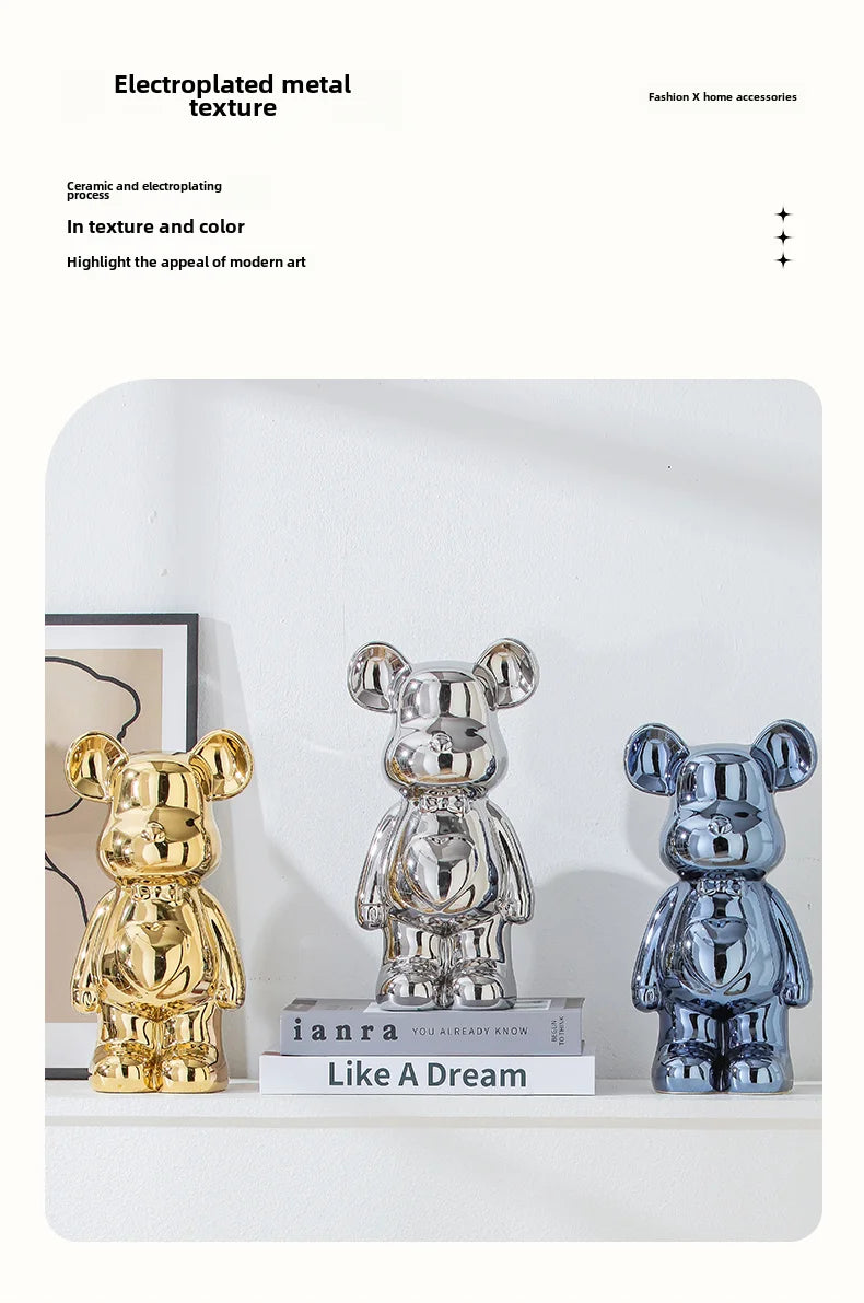 17/27/cm Oso estético Ladrillo Estatua de cerámica Oso de peluche decoración figura de acción Esculturas Adorno para habitación Decoración del hogar Manualidades