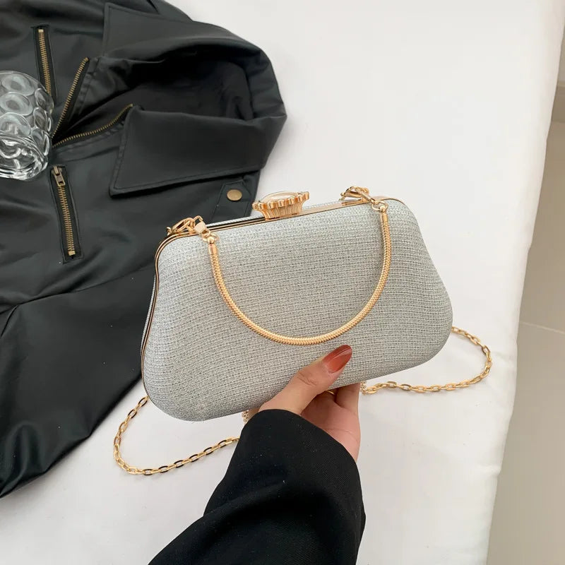 Bolso de noche de lujo de alta gama para mujer, bolso de fiesta con purpurina para bodas, bolso de mano, bolso de hombro con cadena.