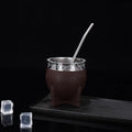Mate de acero inoxidable de doble capa con pajita, textura de caparazón de tortuga